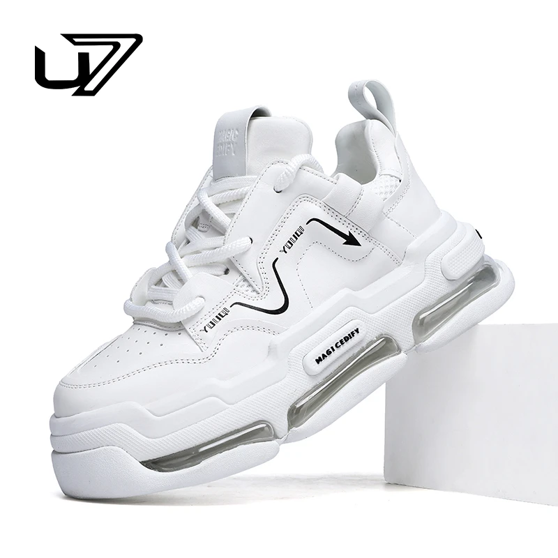 U7品牌男鞋2025年新款气垫增高小白鞋潮流时尚百搭休闲板鞋