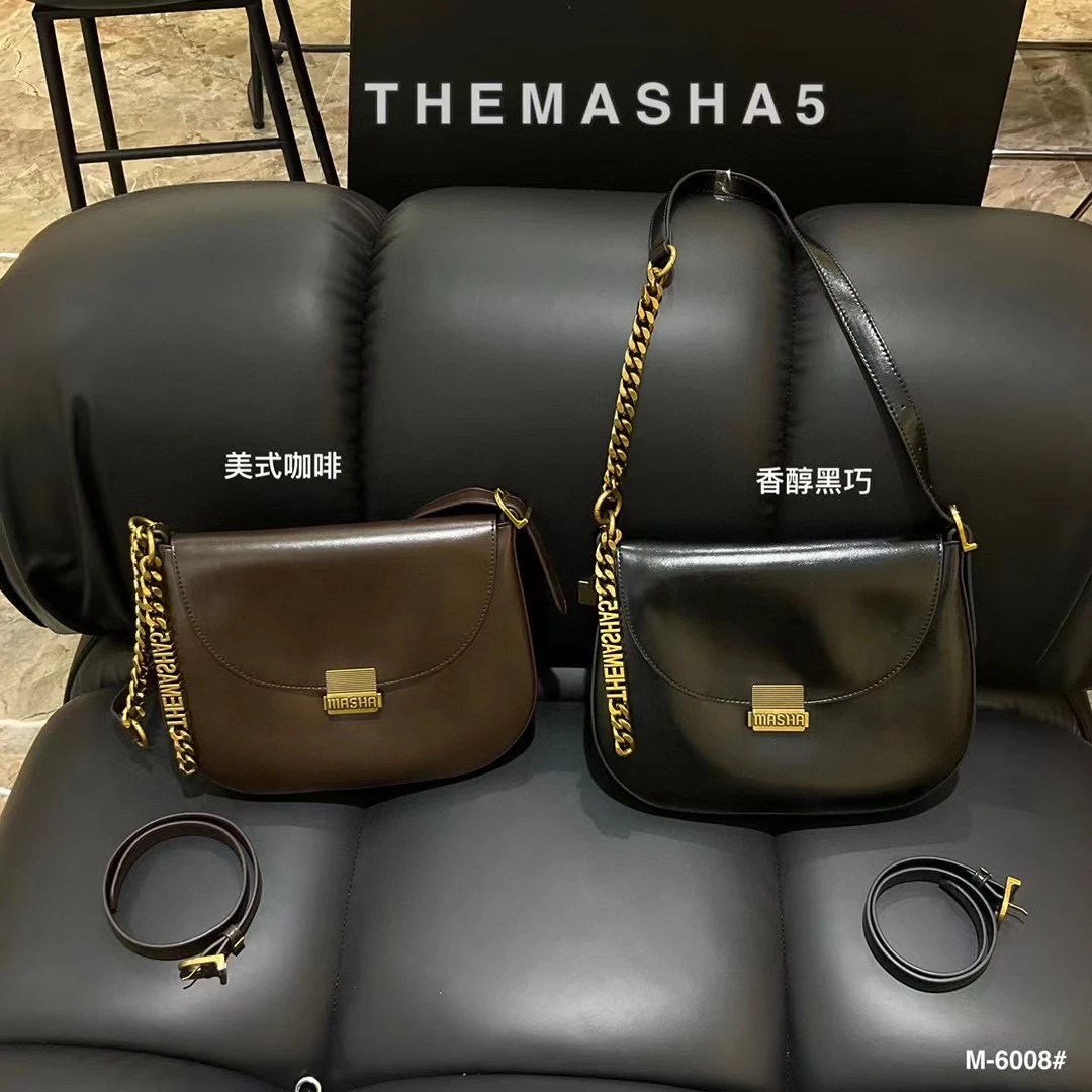 玛莎正品新款链条马鞍包高级感复古轻奢腋下包百搭洋气单肩斜挎包