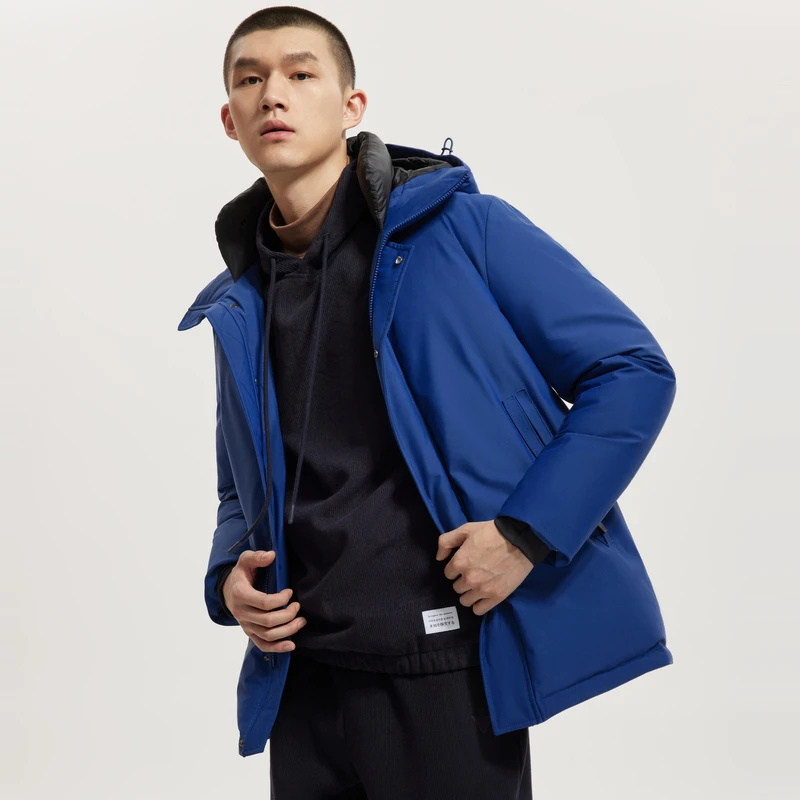 七匹狼防水羽绒服三防男士加厚厚羽绒服连帽羽中长款男装外套8926