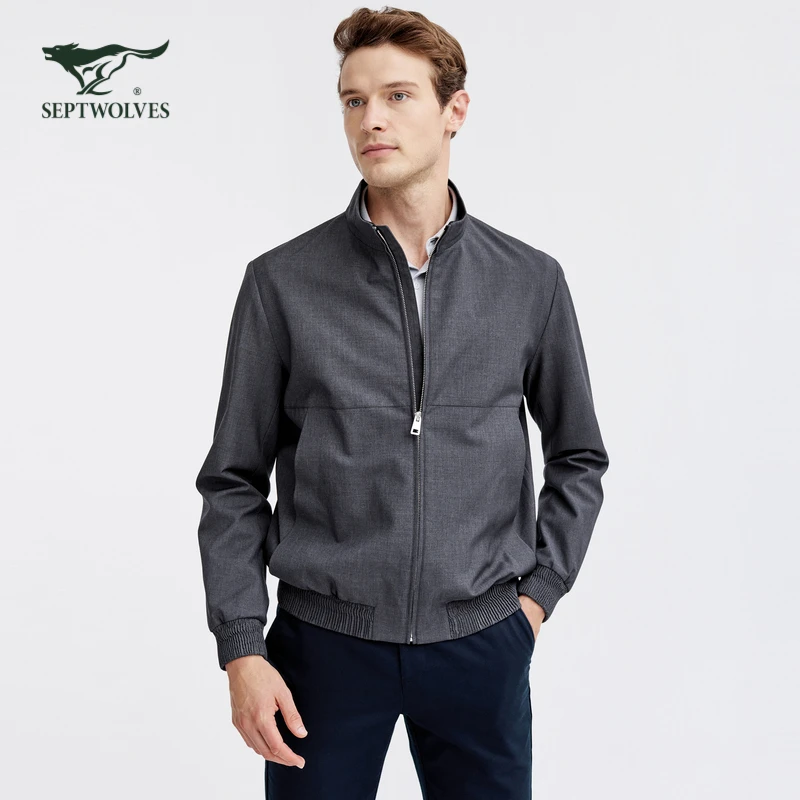 七匹狼官方正品男士秋冬2024年新款商务夹克时尚立领外套1827