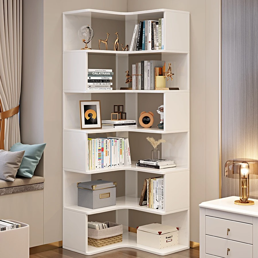 霖童实木角柜现代简约储物柜转角书柜多层收纳置物架客厅卧室书架