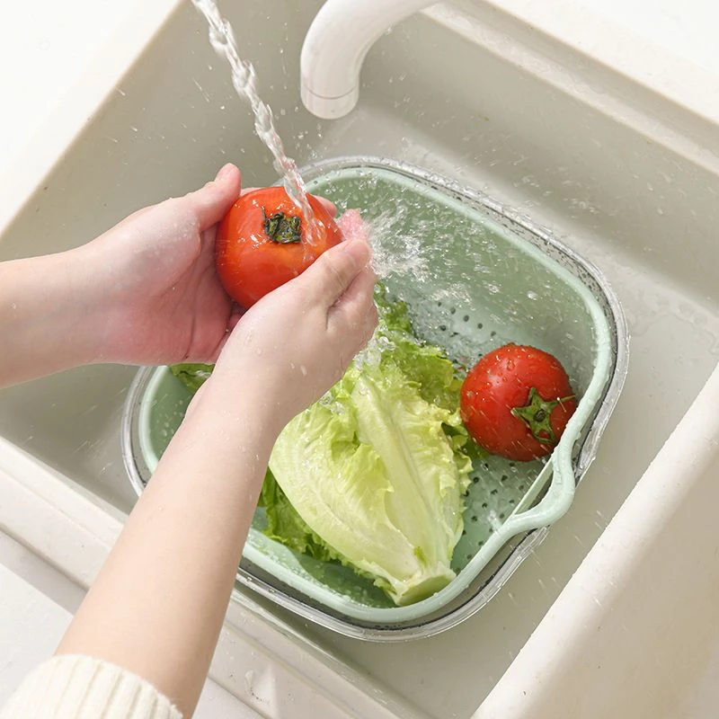 加厚PET洗菜盆沥水篮子厨房神器多功能客厅家用洗果蔬盘耐摔滤水
