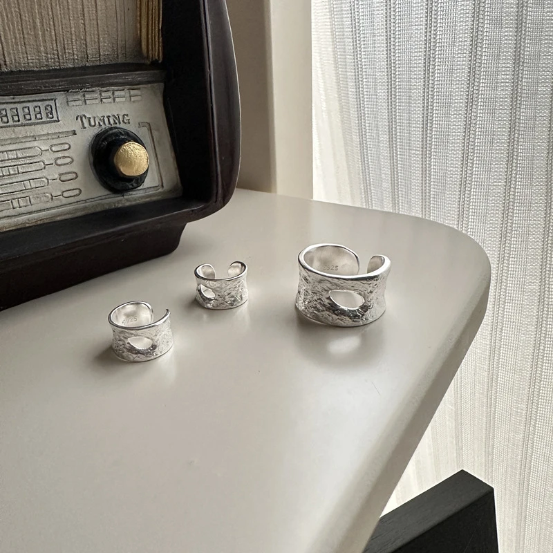 925银耳饰 韩版小众设计感肌理破碎耳夹复古简约个性气质