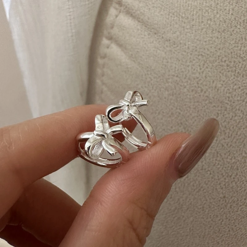 925银耳饰 韩版小众设计感蝴蝶结耳扣韩式风复古气质轻奢简约甜美