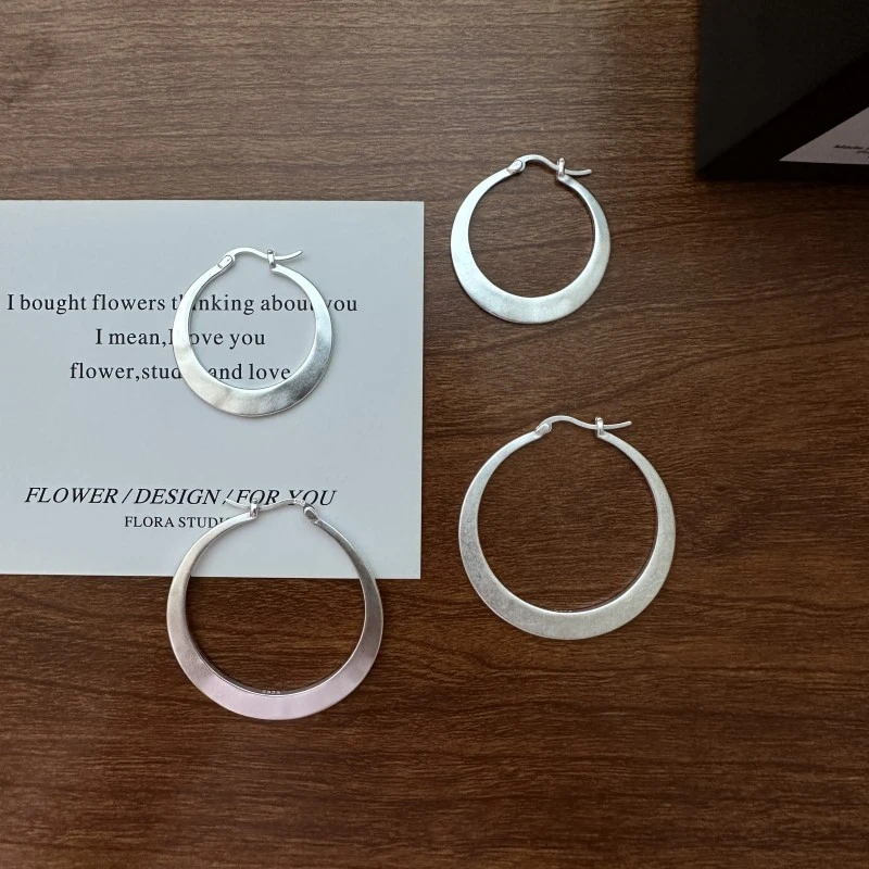 925银耳饰 韩版小众设计感大圈耳环韩国风简约个性气质百搭