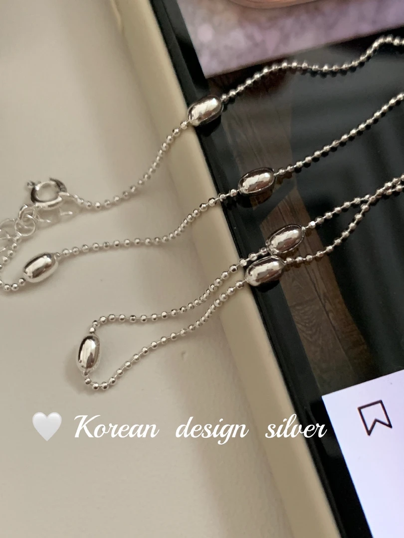 坠链均925银 简约百搭小众米珠项链气质轻奢时尚高级小米珠网红