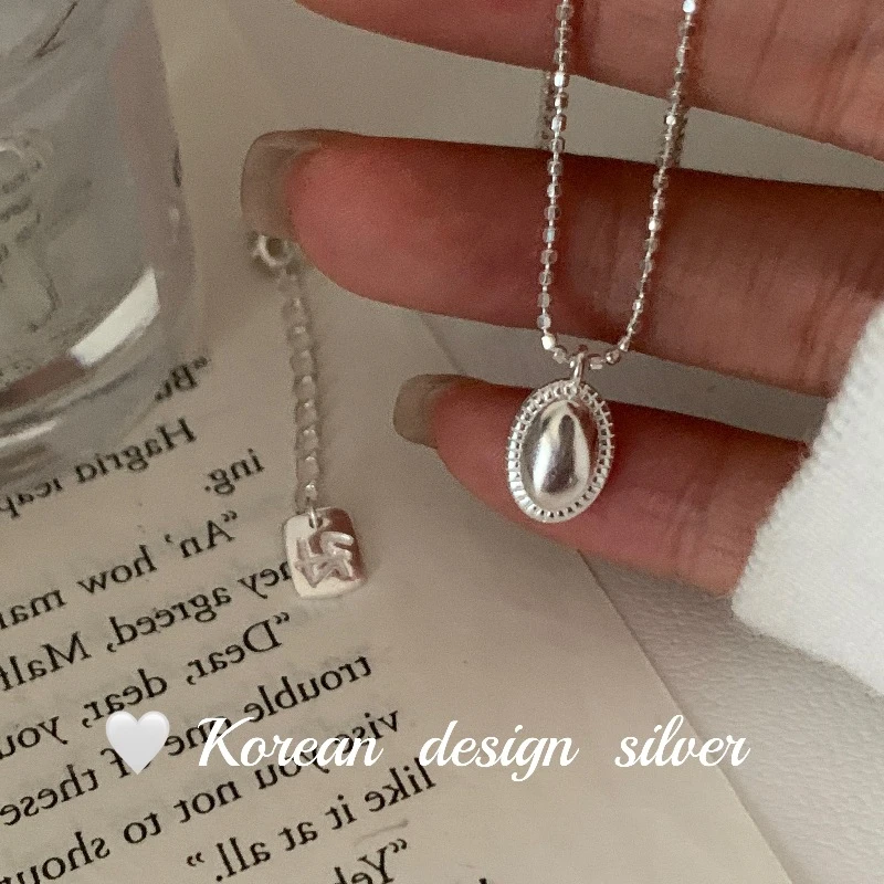 坠链均925银 高级感几何椭圆形个性光面个性项链时尚轻奢