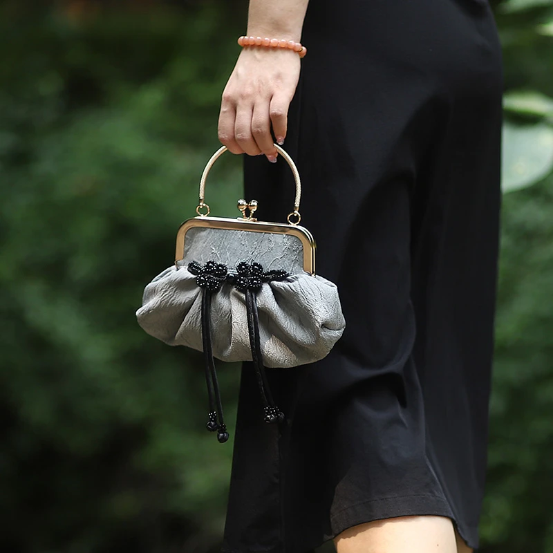 新中式国风手拎包口金包复古气质时尚手提女包手工DIY材料包