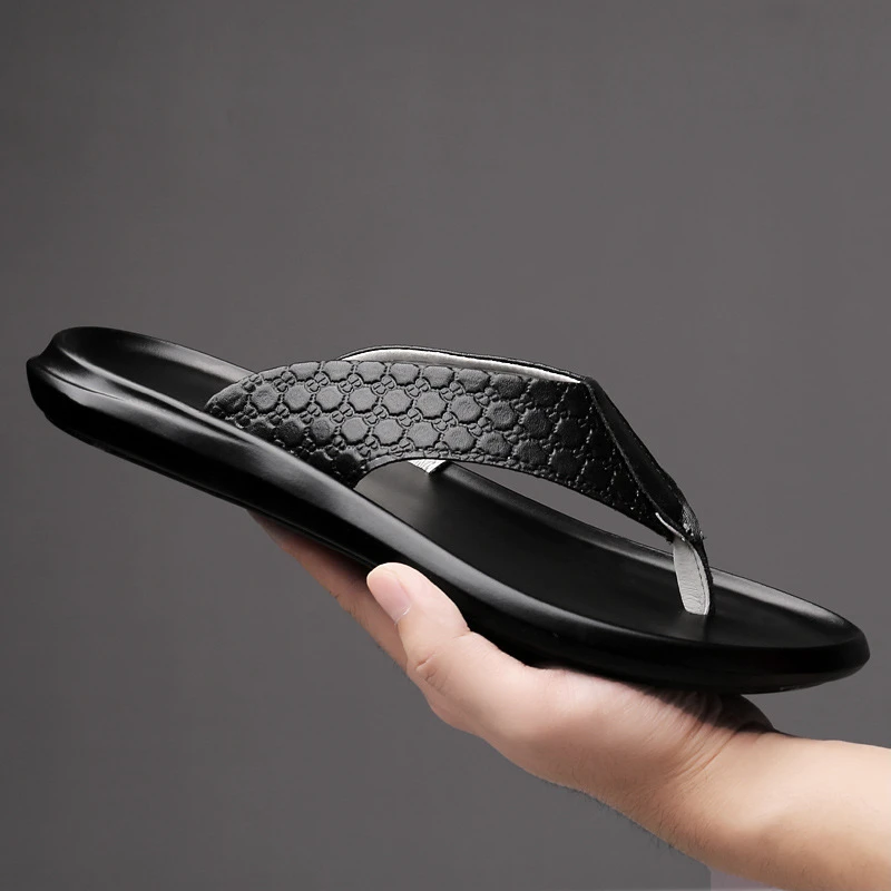 牛皮人字拖男2022新款夏季外穿凉鞋室外防滑潮流凉拖真皮男士拖鞋