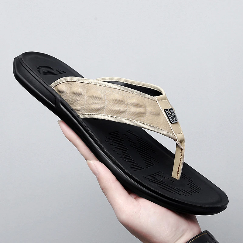 鳄鱼纹人字拖男士拖鞋夹趾居家室内夏季户外穿软底沙滩鞋男凉拖