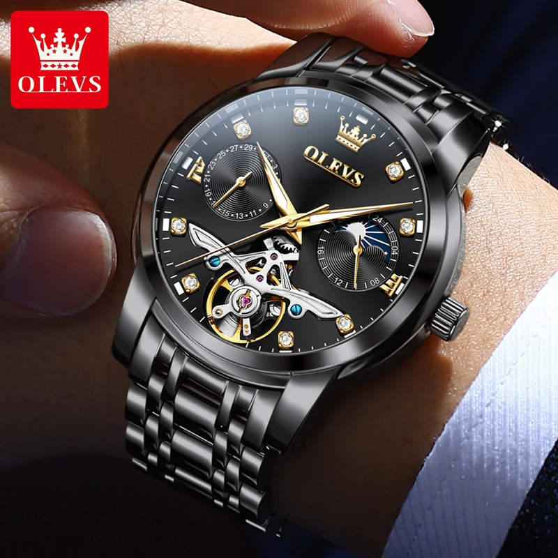 欧利时新款男士手表男款品牌全自动机械表镂空经典防水男表十大