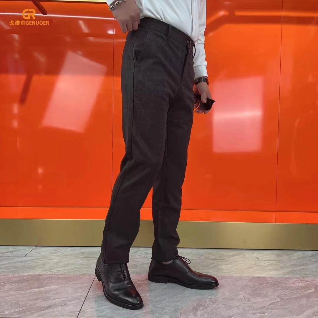 戈诺尔男装秋冬日常商务灰条休闲裤西裤高品质气质正式长裤