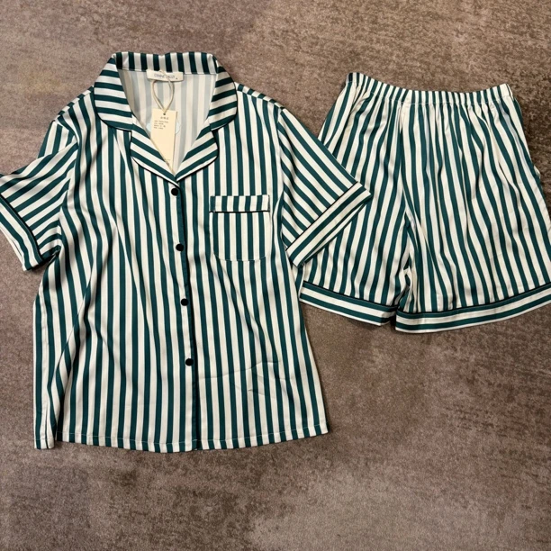 贝儿高密高丝奢品条纹系列睡衣套装