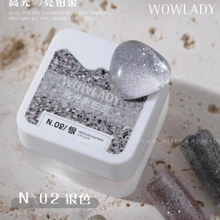 WOWLADY语菲初彩系列美甲高光亮铂金胶爆闪罐装沟边胶