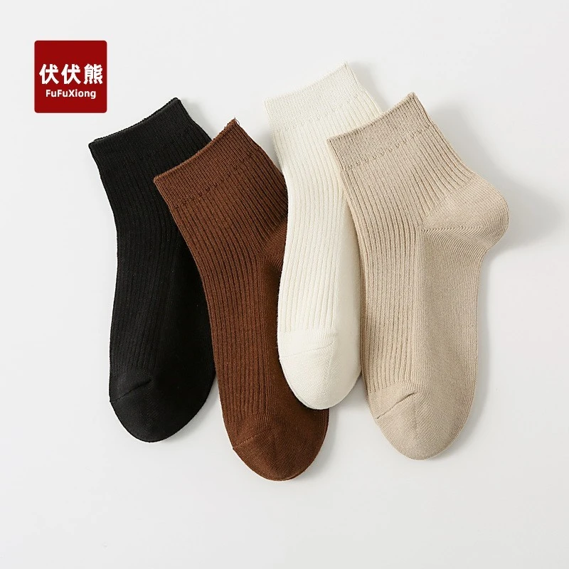 优雅风精梳棉袜子女文艺范休闲百搭短袜日系韩版ins学院风中筒袜