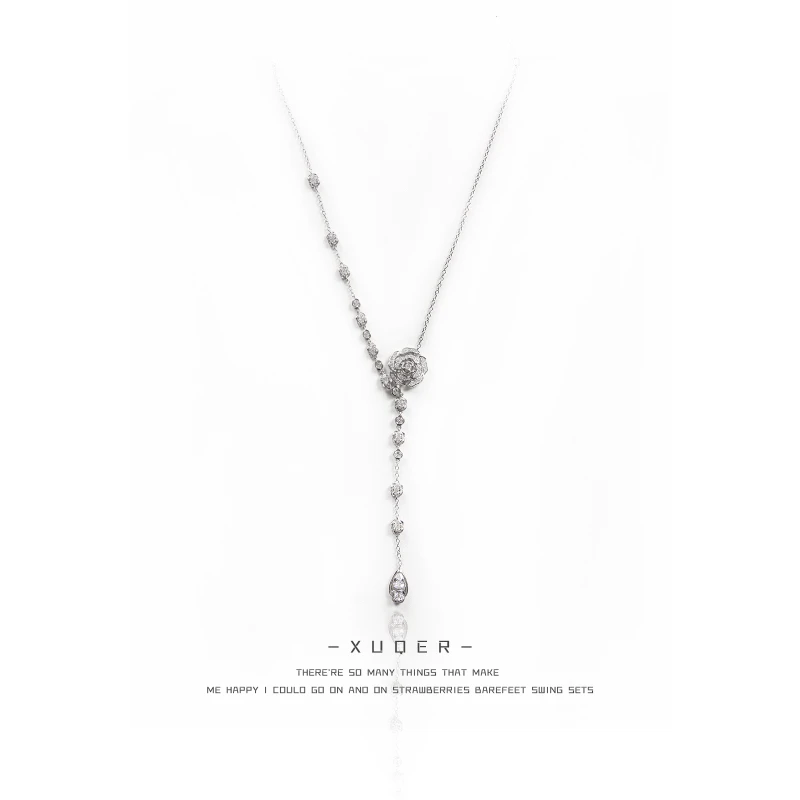 链子925银合成锆石 XULU原创轻奢百搭锁骨链设计玫瑰纯银女项链