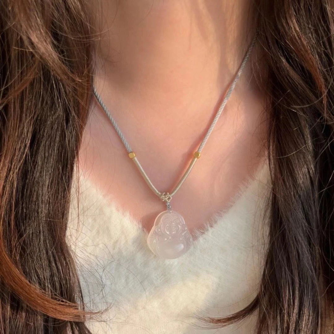 厂家马料玉髓天然玛瑙佛公吊坠高冰透挂坠