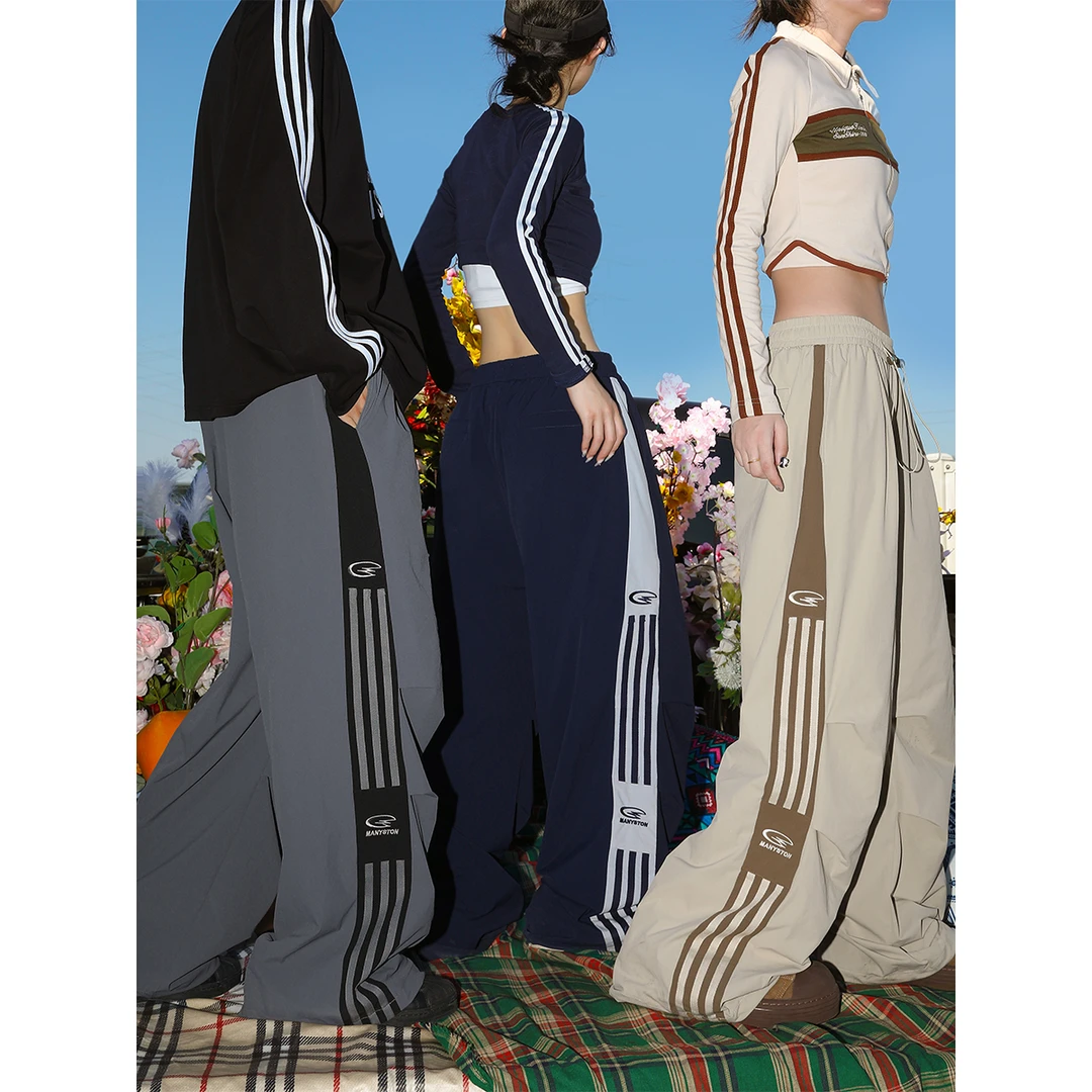 MANYSTON美式潮牌运动冲锋裤三条杠休闲长裤XLFC-K7186