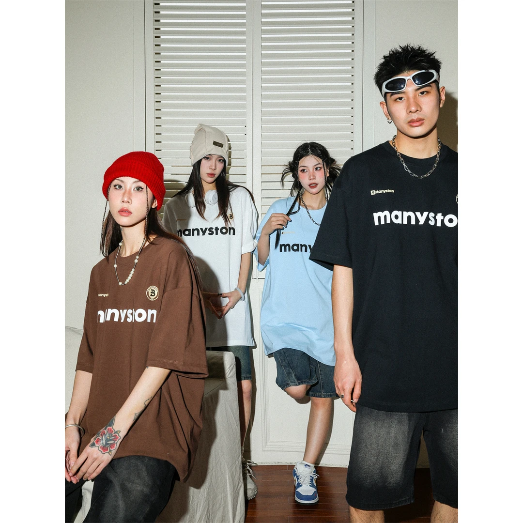 MANYSTON-美式高街280g重磅T恤男款夏季纯棉潮牌短袖宽松半袖上衣
