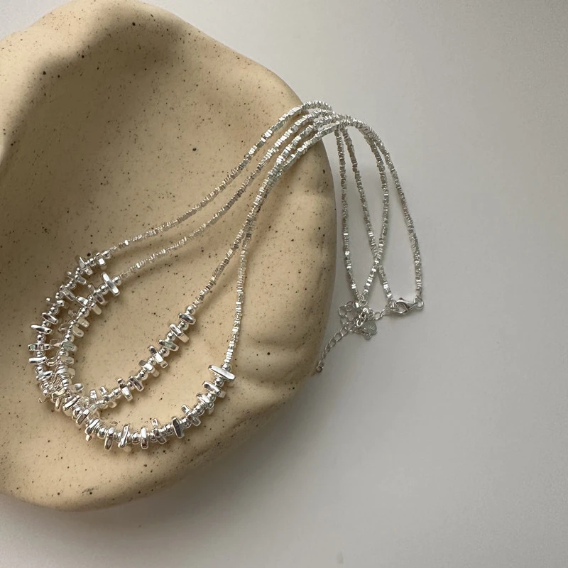 坠链均925银 异形碎银子项链日韩简约时尚潮流小众设计质感不规则