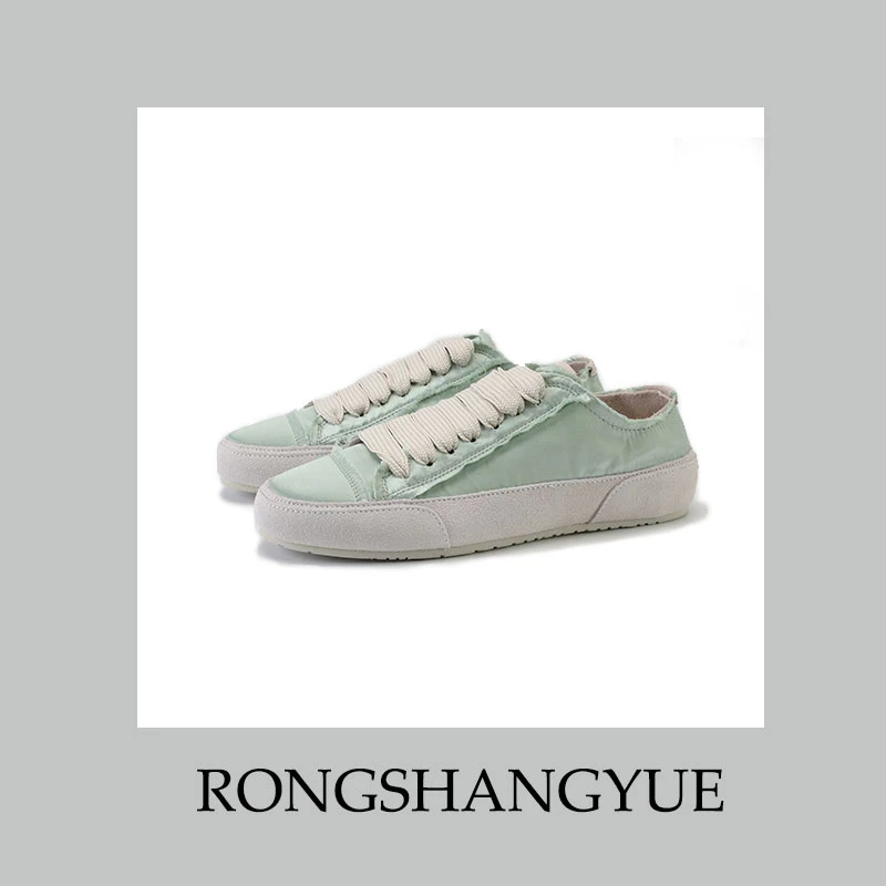 Rongshanyue佩佩推荐轻奢厚底内增高透气舒适休闲丝绸女鞋A001-H4