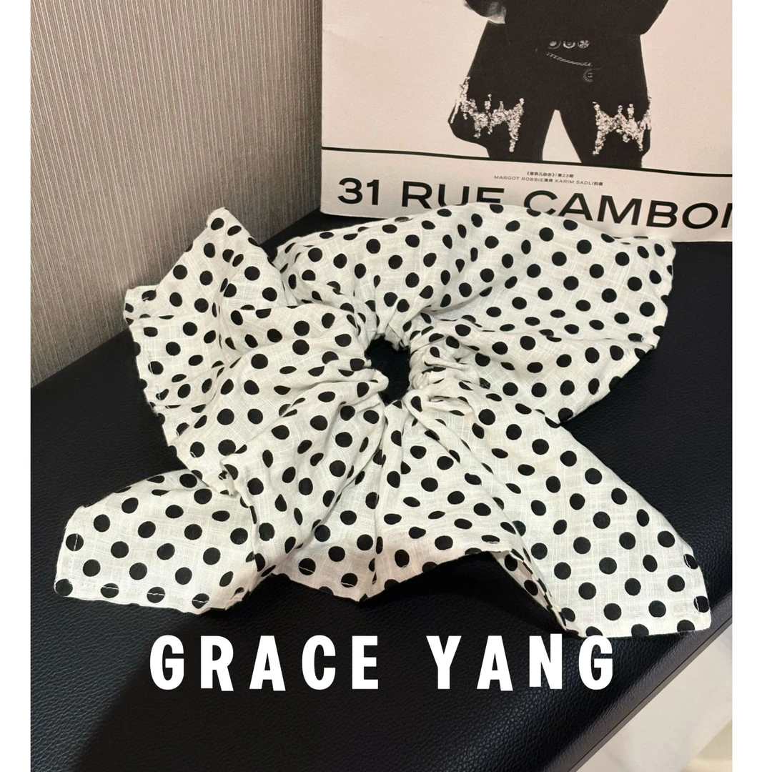 海岛系列  波点手工奶油少女大朵头花发绳