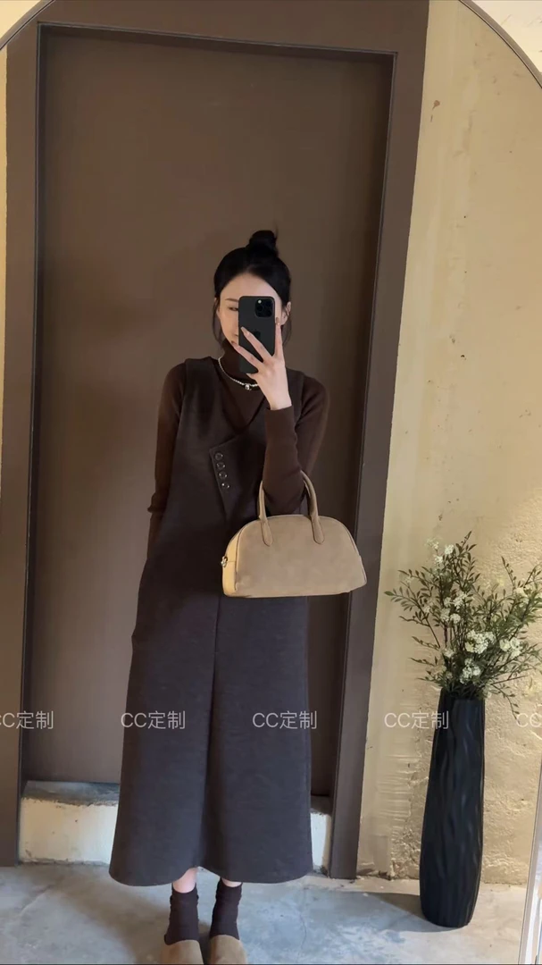 现货！CC自制【拿铁】连衣裙两件套