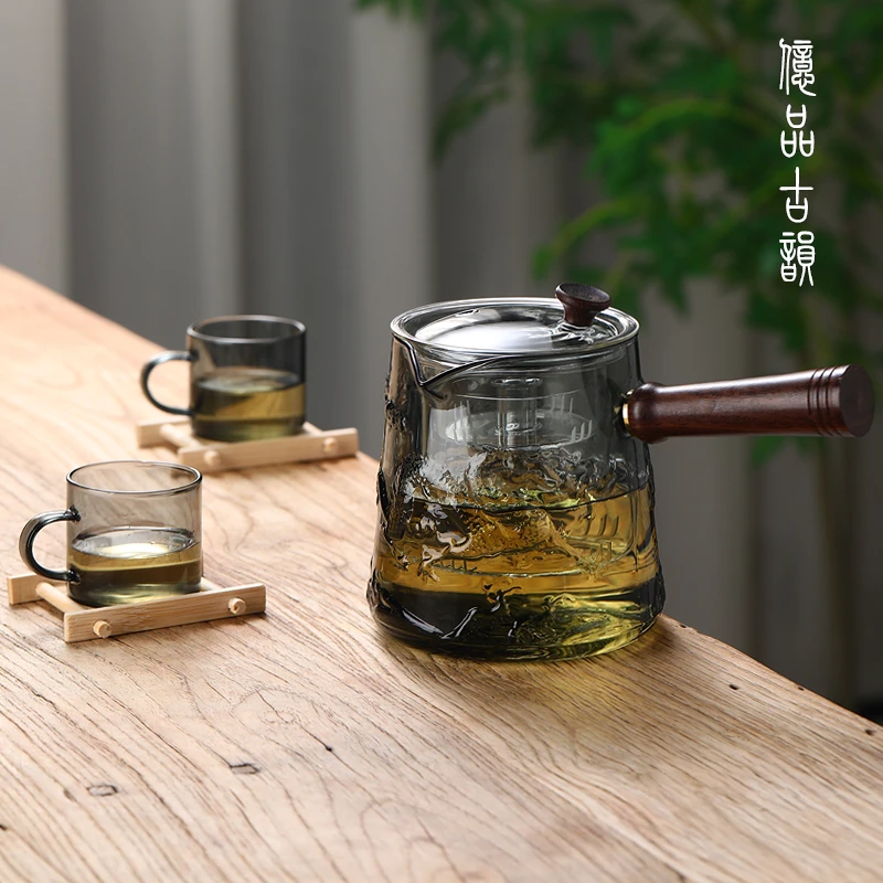 亿品古韵侧把茶壶玻璃煮茶器电陶炉泡茶壶木把单壶过滤功夫茶具