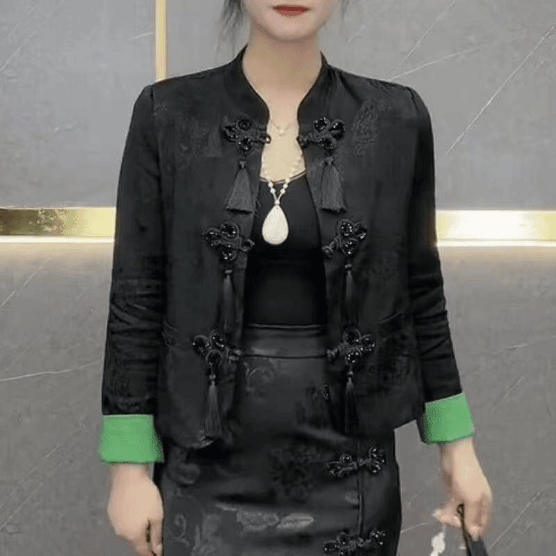 新中式改良唐装流苏盘扣女外套秋季新款复古百搭显瘦洋气时尚