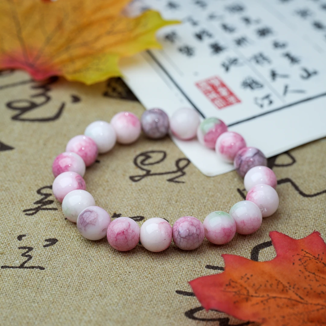 非金属玻璃手链 粉紫色手串女玩渐变闺蜜手链男-5132