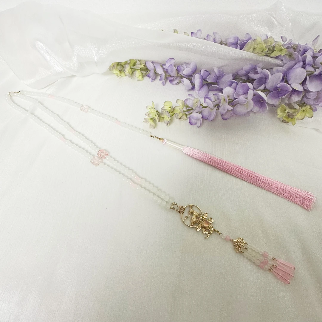 铁合金玻璃项链 项链复古百搭古风饰品璎珞背云中式仙气汉服配饰