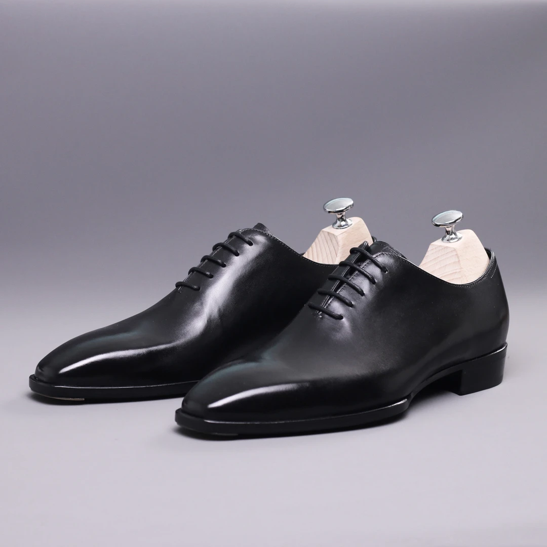 牛津鞋男士商务正装西装皮鞋黑色系带真皮透气英伦风纯手工男鞋