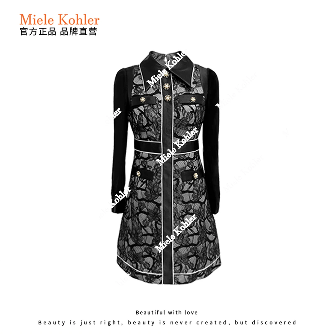 新款高端时尚连衣裙气质修身黑色女裙MKOSY9038【澳门小源同款】