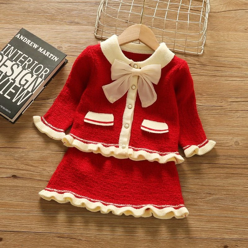 女童春装套装2025新款宝宝韩版婴儿针织衫2岁1洋气儿童两件套童装