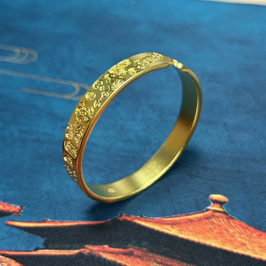 足银手镯 【KING】时尚轻奢穿搭百搭高端扁吉言手镯简约