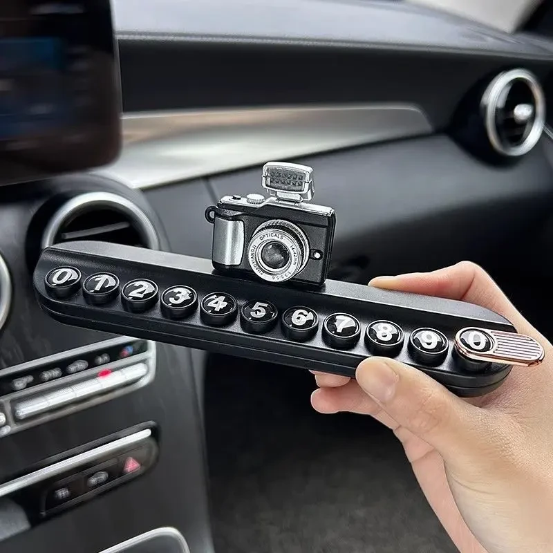 仿真相机临时停车号码牌可隐藏个性挪车卡创意车内装饰品男女可用