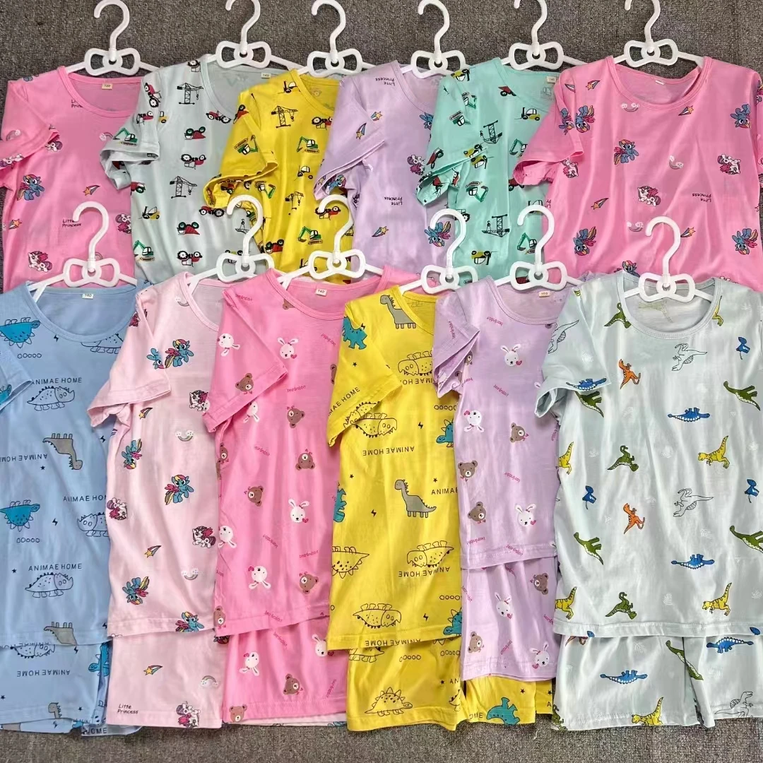 扣号过款儿童节短袖长袖纯棉睡衣童装睡裙家居服印花卡通亲子休闲