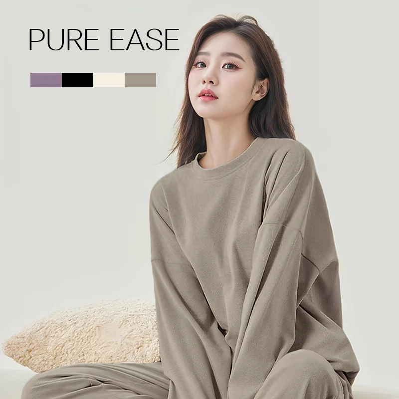 素适澜生秋冬套头卫衣女慵懒舒适可外穿睡衣德绒家居服SLSY0216