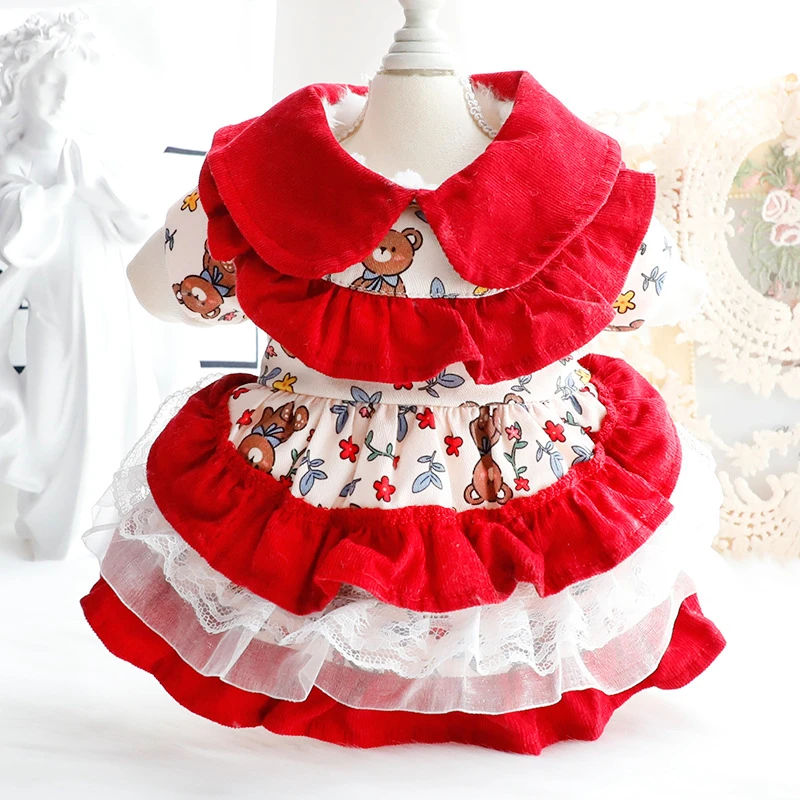 西班牙公主&狗狗衣服秋冬装猫咪公主裙洛丽塔冬裙加绒小狗衣服