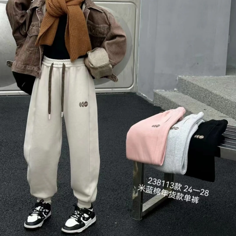 女童时尚加绒裤子6-12岁冬款加厚休闲裤女生潮款百搭宽松收腿卫裤