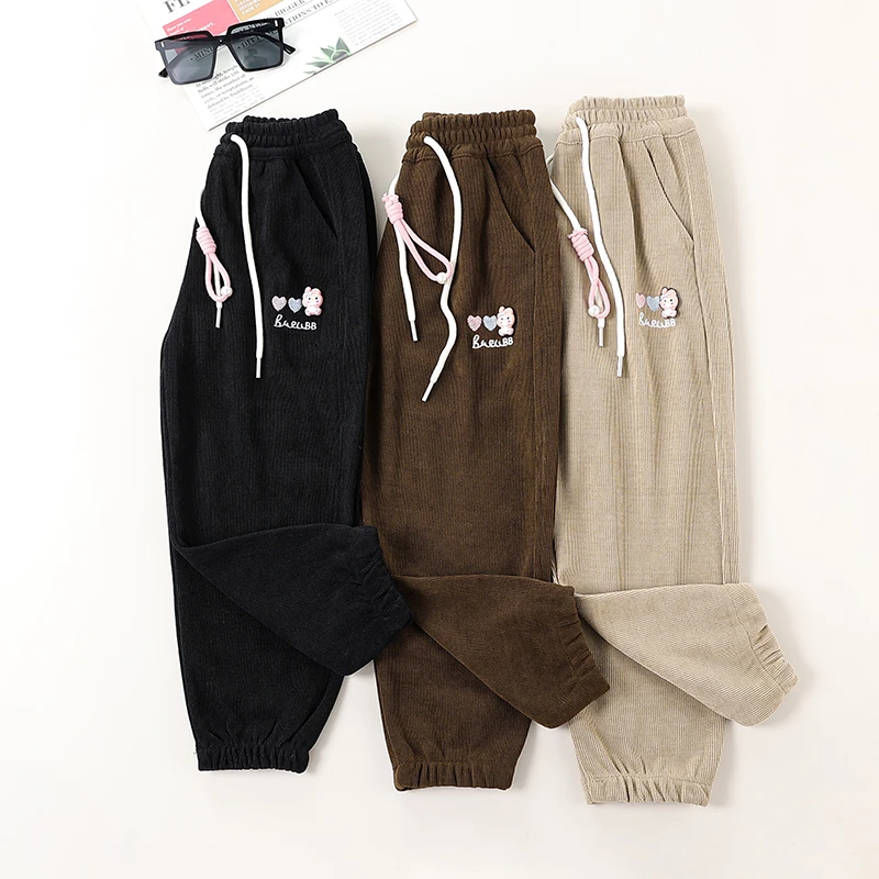 女童竖条纹长裤2025秋款潮童休闲百搭宽松裤子小女孩秋季时尚卫裤