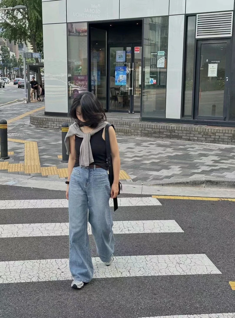 YourDress韩国女装笑脸大直筒牛仔裤 D1190