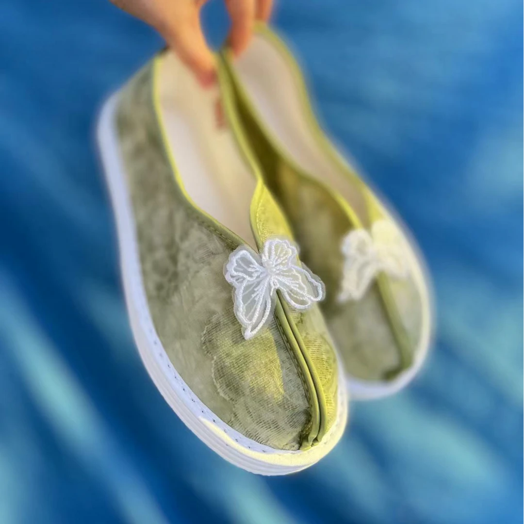 【绿萝】中国风透气养脚刺绣纯手工千层底布鞋民族风女鞋