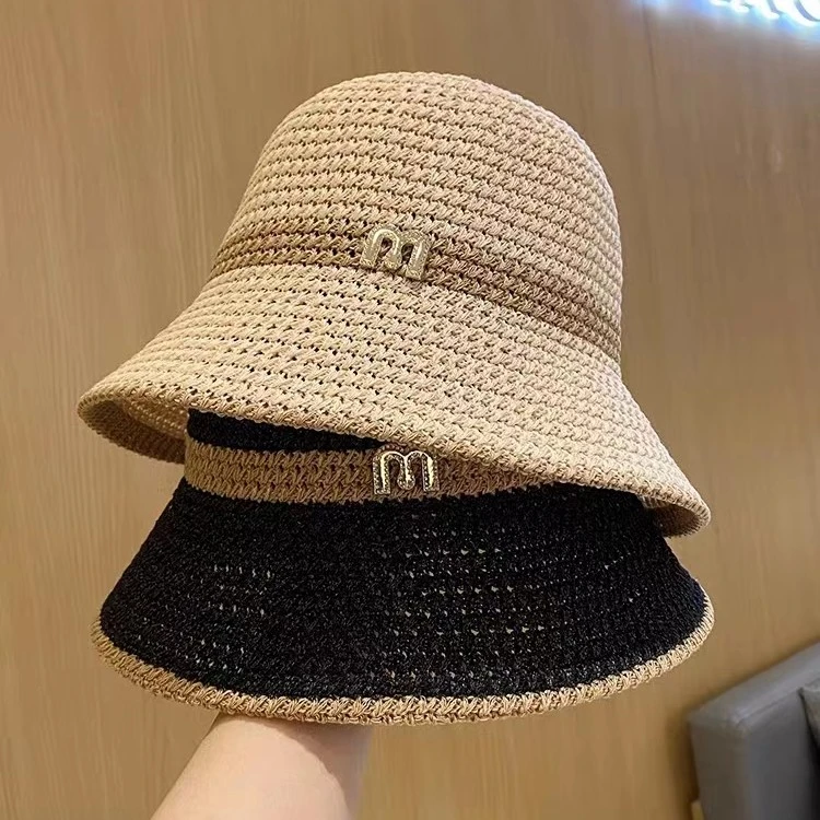 渔夫帽女夏网红日系针织镂空显脸小盆帽素颜遮脸水桶帽百搭可折叠