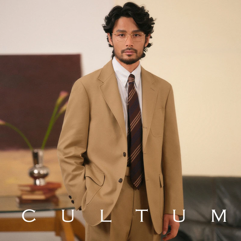 【舒适透气】CULTUM复古运动西服外套男休闲百搭宽松学院风西装单西