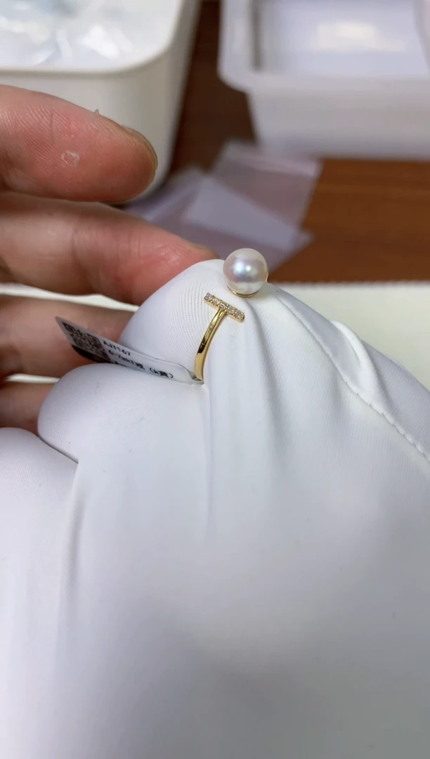 【闪购商品】海水珍珠饰品18K金镶嵌6-7T字戒