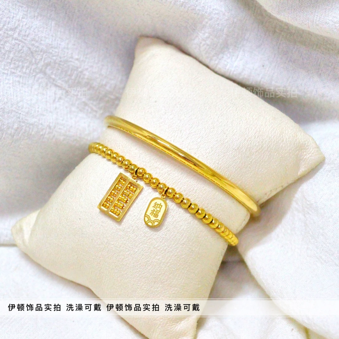 钛钢手链 【钛钢不掉色】新款小众设计招财纳福算盘转运珠手链 手串