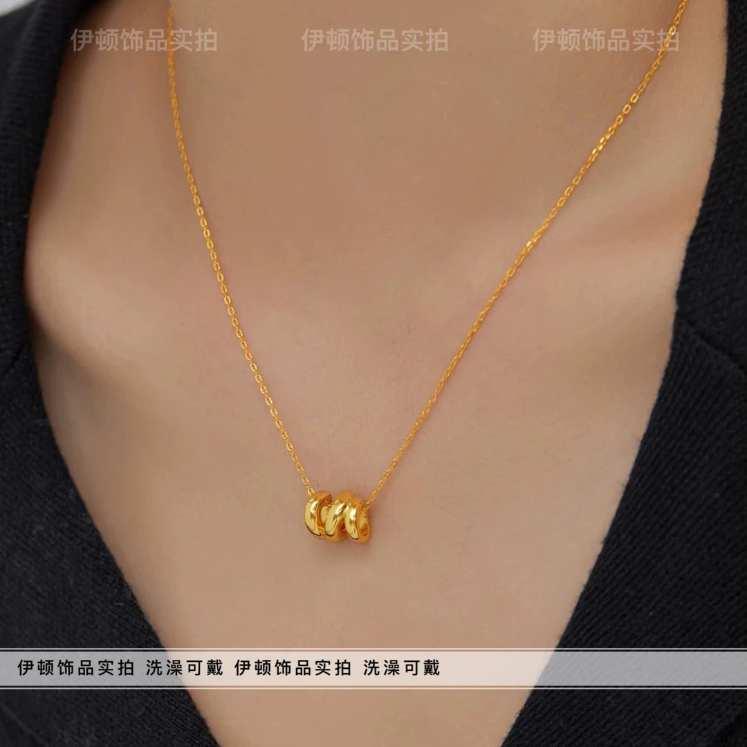 钛钢项链 【钛钢不掉色】韩国博主同款简约百搭多层波浪纹褶皱项链