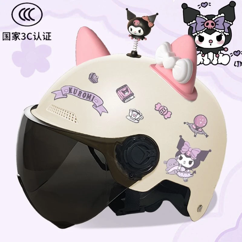 3C认证成人电动车男女夏季半盔头盔四季通用库洛米可爱透气
