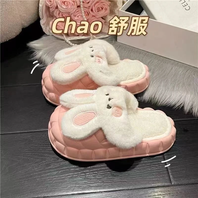 网红冬季外穿棉拖鞋可爱冬季棉拖鞋可拆卸可拆洗居家毛绒拖鞋